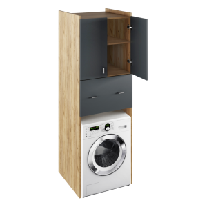 Raft deasupra masinii de spalat PAL melaminat stejar artisan grafit Natali 64x190x60 cm 