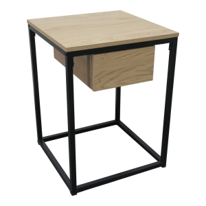 Masuta laterala MDF stejar metal negru Navaro 45x45x60 cm