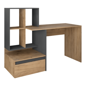 Birou DTD stejar artisan gri grafit Nereo 145x52x111.6 cm