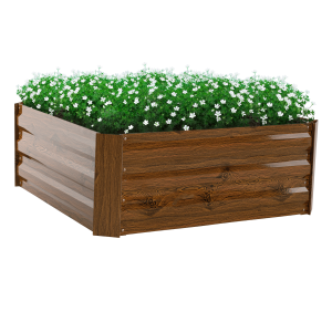 Jardiniera flori, maro, otel, Nonky 80x80x30 cm 