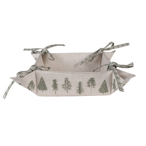 Cos paine bumbac bej verde Brazi 35x35x8 cm