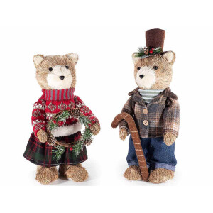 Set 2 figurine Ursuleti fibre naturale multicolore 16x13x39 cm