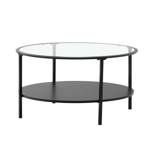 Masuta sticla metal negru Parlan 80x43 cm