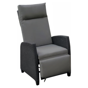 Scaun pozitionabil de gradina, negru/gri, Pavio 60x82x104 cm
