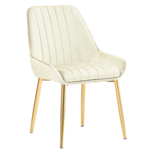 Scaun catifea bej crom auriu Perlia 56x62x89 cm