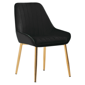 Scaun catifea neagra crom auriu Perlia 56x62x89 cm 