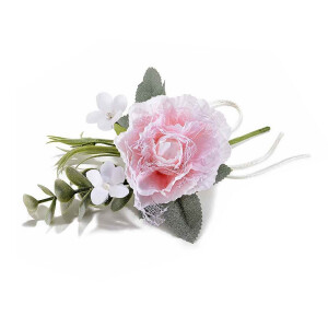 Set 3 Bujori artificiali roz verzi 17 cm