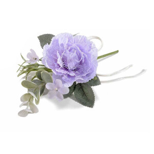 Set 3 Bujori artificiali mov verzi 17 cm
