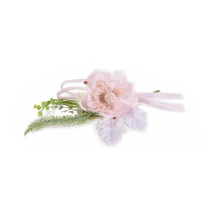 Set 3 Bujori artificiali roz verzi 22 cm