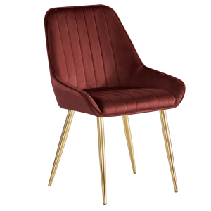Scaun dining catifea bordo metal auriu Perlia 56x62x89 cm