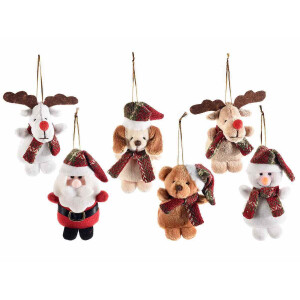 Set 6 ornamente brad Craciun textil 6x4x10 cm