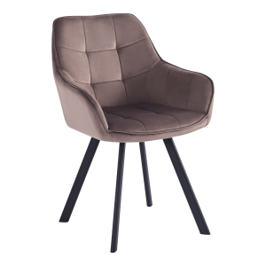 Scaun de design catifea taupe metal negru Petin 58.5x62x84.5 cm