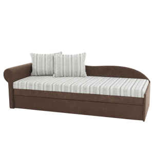Canapea extensibila cu tapiterie textil maro bej  model stanga Aga 197x78x75 cm