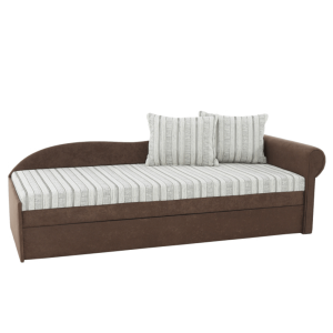Canapea extensibila cu tapiterie textil maro bej model dreapta Aga 197x78x75 cm