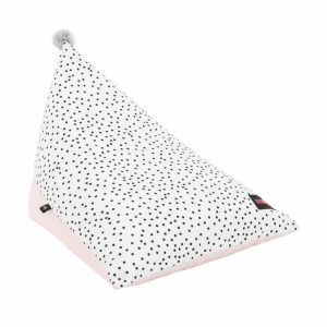 Fotoliu tip sac, alb roz gri, Pompon, 50x60x50 cm