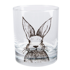 Set 6 pahare sticla transparenta neagra Iepuras 8x9 cm, 300 ml