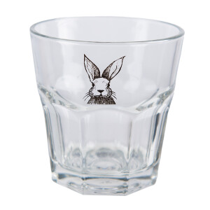 Set 6 pahare sticla transparenta neagra Iepuras 8x8 cm, 200 ml