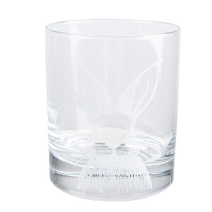 Set 6 pahare sticla transparenta alba Iepuras 7x9 cm, 300 ml