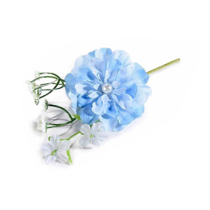 Set 3 flori artificiale Peonia albastra verde 18 cm