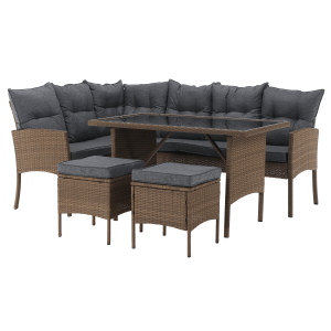 Set mobilier gradina ratan sintetic natur gri Randi 194/144x54x82 cm