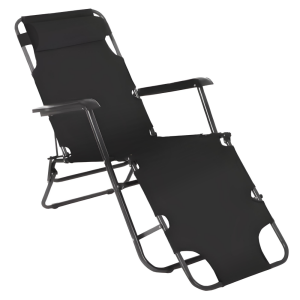 Scaun de gradina pozitionabil, negru Reged 60x105/111x84 cm
