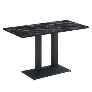 Masa sufragerie, bistro metal negru DTD marmorat Rinaldo 120x60x75 cm