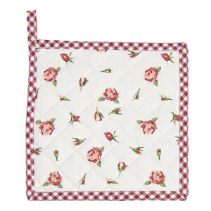 Set 2 servete termice bumbac alb verde rosu Flowers 20x20 cm