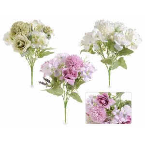 Set 3 buchete Hortensii si Trandafiri artificiali 30 cm