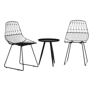 Set mobilier de gradina 1 + 2 negru Sahir 47x50x85 cm, 45x50 cm 