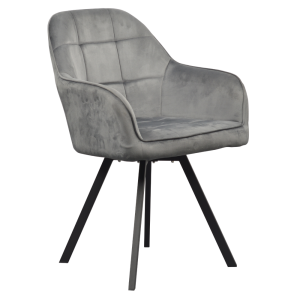 Fotoliu catifea gri metal negru pivotant Samanta 57x59x88 cm
