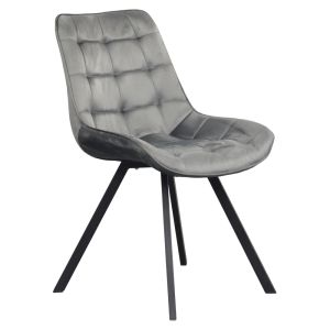 Scaun dining catifea gri metal negru Samira 55x61x87 cm