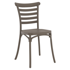 Scaun stivuibil,plastic gri maroniu taupe, Savito 44x44x84 cm