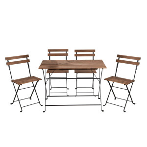 Set mobilier gradina otel negru lemn maro Sedan 100x54x71 cm, 39x44x80 cm