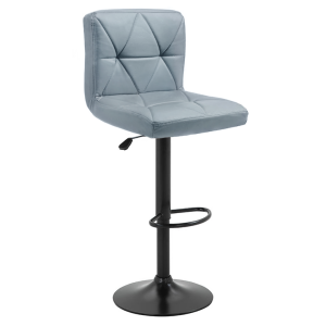 Scaun bar metal negru piele ecologica gri Selest 43x51x90-111 cm