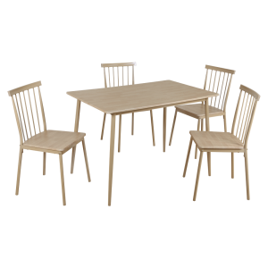 Set masa, 4 scaune mdf metal natur Sendo 110x70x75,5 cm, 42,5x46x85 cm