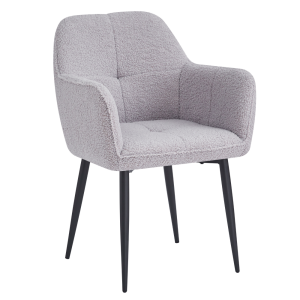 Fotoliu de design textil gri buclat metal negru Sener 57x61x84 cm