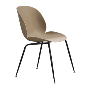 Scaun plastic bej picioare metal negru Sonaia 52x55x85 cm