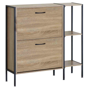 Pantofar pal stejar otel negru Sovio 88x24x87 cm