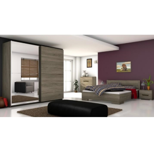 Set mobilier dormitor mdf maro stejar sonoma  Betino 219x66x218 cm