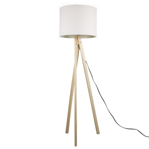 Lampadar abajur textil alb lemn natur Lila 40x40x145 cm