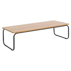 Masuta cafea cu blat mdf maro stejar si picioare metal negru Laverne 120x48x32 cm