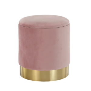 Taburet catifea roz crom auriu Aniza 38x38x42 cm