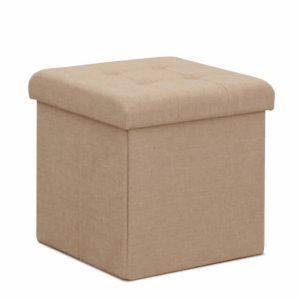 Taburet textil bej Falon 37.5x37.5x38 cm