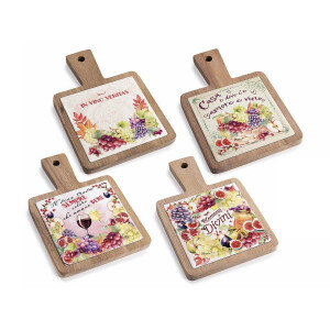 Set 4 platouri servire lemn ceramica cm 12 x 18 H