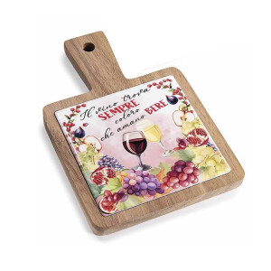 Platou servire lemn ceramica multicolora cm 12 x 18 H