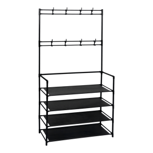 Cuier cu suport pentru pantofi negru Taras 80x28x158 cm 