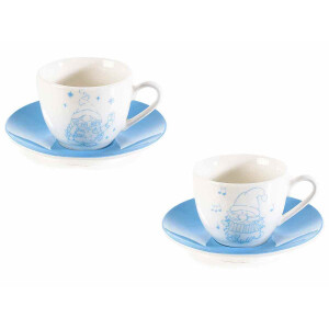 Set 6 cesti ceramica alba albastra Craciun 6.5x5 cm, 80 ml