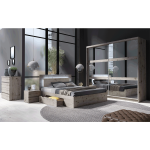 Set mobilier dormitor mdf maro stejar Wellington Togos 230x62x215 cm