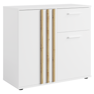 Comoda DTD mdf laminat alb stejar artisan Tolis 80x35x73 cm