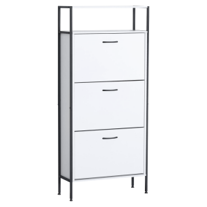 Pantofar pal alb otel negru Tredis 63x24x141 cm